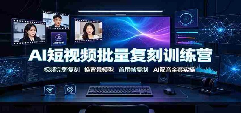 AI短视频批量复刻训练营：视频完整复刻，换背景模型、首尾帧复制、AI配音全套实操-金启创业网 - 网上赚钱方法教程大全 - www.jinqi6.top