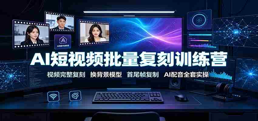 AI短视频批量复刻训练营：视频完整复刻，换背景模型、首尾帧复制、AI配音全套实操-金启创业网 - 网上赚钱方法教程大全 - www.jinqi6.top