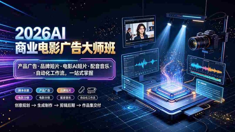 （19303期）2026AI商业电影广告大师班：产品广告·品牌短片·电影AI短片·配音音乐·自动化工作流，一站式掌握-金启创业网 - 网上赚钱方法教程大全 - www.jinqi6.top
