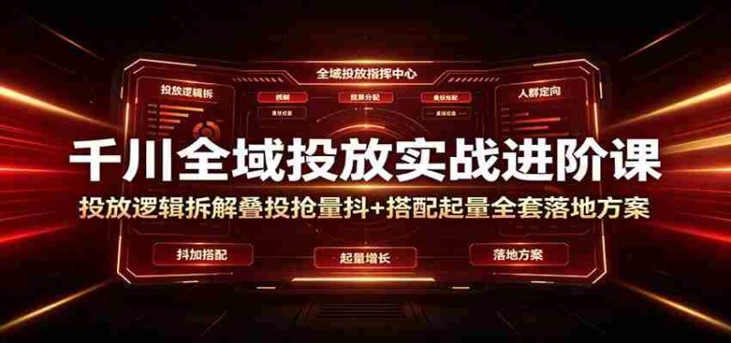 千川全域投放实战进阶课：投放逻辑拆解，叠投抢量抖+搭配起量全套落地方案-金启创业网 - 网上赚钱方法教程大全 - www.jinqi6.top