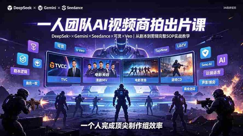（19417期）一人团队AI视频商拍出片课：DeepSeek×Gemini×Seedance×可灵×Veo，从剧本到剪辑完整SOP实战教学-金启创业网 - 网上赚钱方法教程大全 - www.jinqi6.top