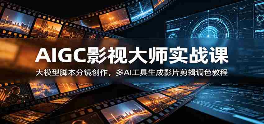 AIGC影视大师实战课：大模型脚本分镜创作，多AI工具生成影片剪辑调色教程-金启创业网 - 网上赚钱方法教程大全 - www.jinqi6.top
