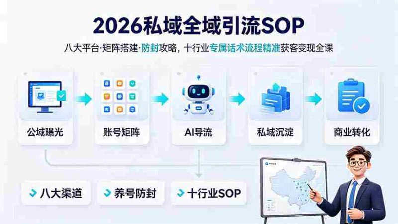 （19248期） 2026私域全域引流SOP｜八大平台·矩阵搭建·防封攻略，十行业专属话术流程精准获客变现全课-金启创业网 - 网上赚钱方法教程大全 - www.jinqi6.top