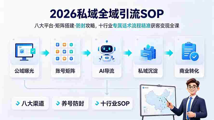 （19248期） 2026私域全域引流SOP｜八大平台·矩阵搭建·防封攻略，十行业专属话术流程精准获客变现全课-金启创业网 - 网上赚钱方法教程大全 - www.jinqi6.top