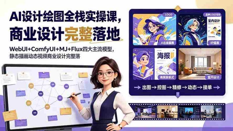 （19244期）AI设计绘图全栈实操课，WebUI+ComfyUI+MJ+Flux四大主流模型，静态插画动态视频商业设计完整落地教程-金启创业网 - 网上赚钱方法教程大全 - www.jinqi6.top