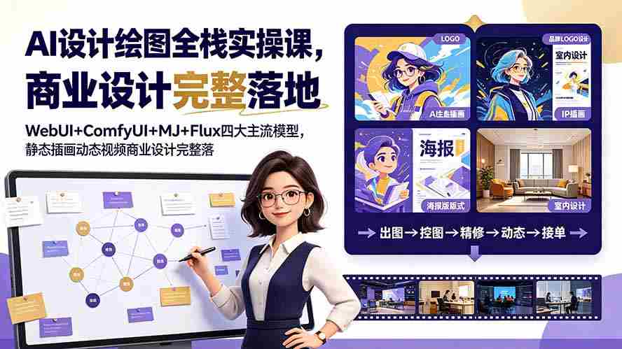 （19244期）AI设计绘图全栈实操课，WebUI+ComfyUI+MJ+Flux四大主流模型，静态插画动态视频商业设计完整落地教程-金启创业网 - 网上赚钱方法教程大全 - www.jinqi6.top