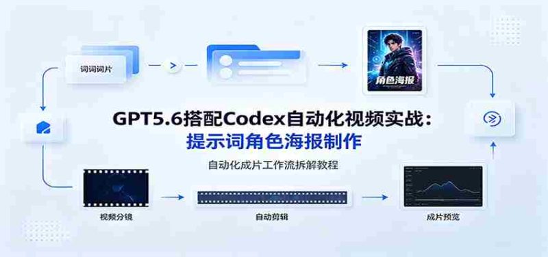 GPT5.6搭配Codex自动化视频实战：提示词角色海报制作，自动化成片工作流拆解教程-金启创业网 - 网上赚钱方法教程大全 - www.jinqi6.top