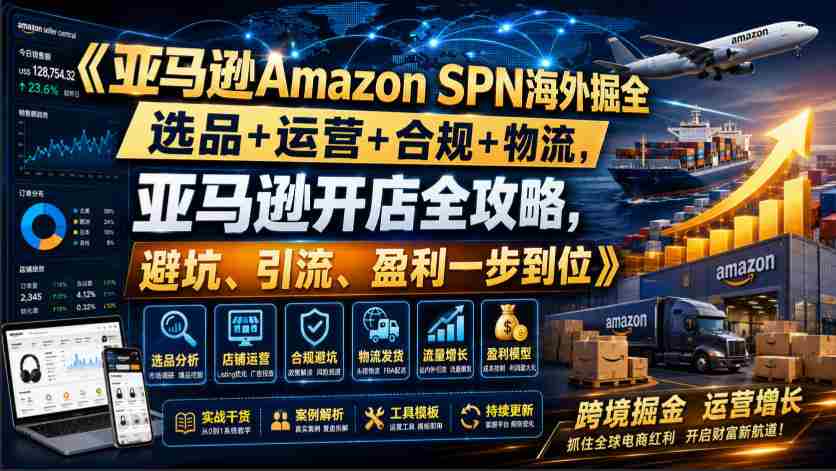 亚马逊Amazon SPN海外掘全，选品+运营+合规+物流，亚马逊开店全攻略，避坑、引流、盈利一步到位-金启创业网 - 网上赚钱方法教程大全 - www.jinqi6.top