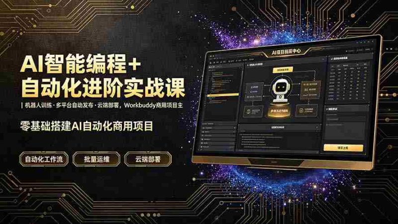 （19246期）AI智能编程+自动化进阶实战课｜机器人训练·多平台自动发布·云端部署，Workbuddy商用项目全流程教学-金启创业网 - 网上赚钱方法教程大全 - www.jinqi6.top