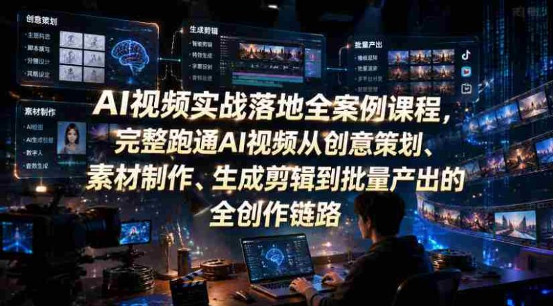 AI视频实战落地全案例课程，完整跑通AI视频从创意策划、素材制作、生成剪辑到批量产出的全创作链路-金启创业网 - 网上赚钱方法教程大全 - www.jinqi6.top