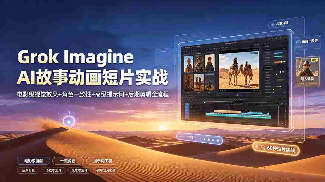 （19305期）Grok Imagine AI故事动画短片实战：电影级视觉效果+角色一致性+高级提示词+后期剪辑全流程-金启创业网 - 网上赚钱方法教程大全 - www.jinqi6.top