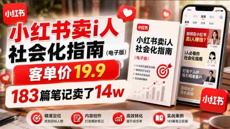 小红书卖I人社会化指南（电子版），客单价19.9，183篇笔记卖了14w！-金启创业网 - 网上赚钱方法教程大全 - www.jinqi6.top