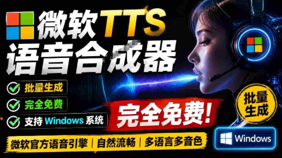 微软TTS免费语音配音生成器，完全免费，支持多语音、多音色选择，Windows系统专用TTS语音合成器-金启创业网 - 网上赚钱方法教程大全 - www.jinqi6.top