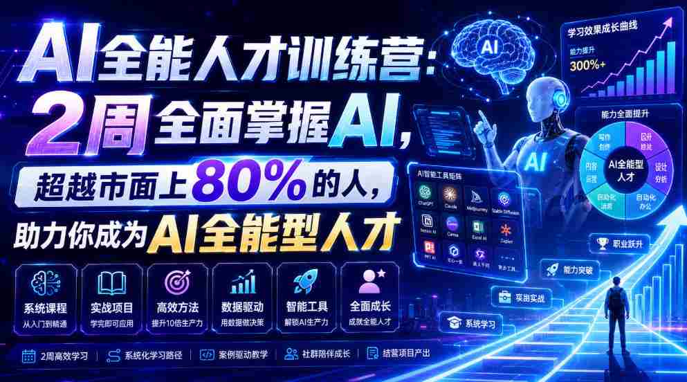 AI全能人才训练营：2周全面掌握AI，超越市面上80%的人，助力你成为AI全能型人才-金启创业网 - 网上赚钱方法教程大全 - www.jinqi6.top