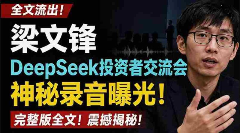 全文流出梁文锋DeepSeek投资者交流会神秘录音曝光，感兴趣的抓紧看【PDF文档】-金启创业网 - 网上赚钱方法教程大全 - www.jinqi6.top