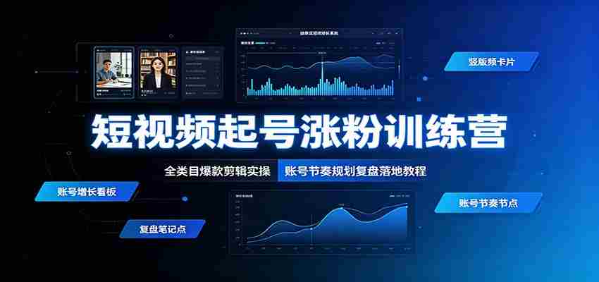 短视频起号涨粉训练营：全类目爆款剪辑实操，账号节奏规划复盘落地教程-金启创业网 - 网上赚钱方法教程大全 - www.jinqi6.top