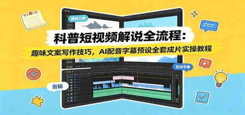 科普短视频解说全流程：趣味文案写作技巧，AI配音字幕预设全套成片实操教程-金启创业网 - 网上赚钱方法教程大全 - www.jinqi6.top