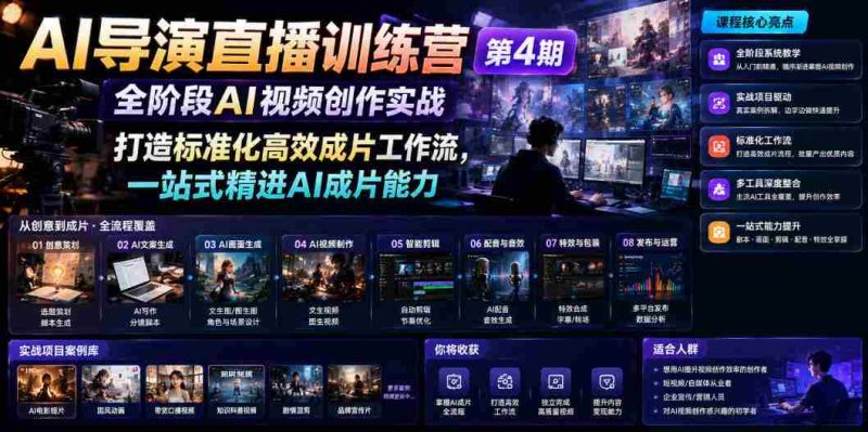 AI导演直播训练营第4期｜全阶段AI视频创作实战，打造标准化高效成片工作流，一站式精进AI成片能力-金启创业网 - 网上赚钱方法教程大全 - www.jinqi6.top