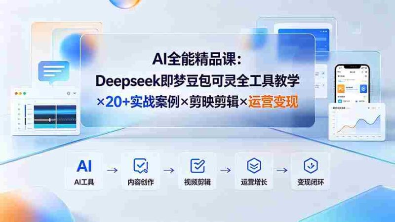 （19278期）AI全能精品课：Deepseek即梦豆包可灵全工具教学×20+实战案例×剪映剪辑×运营变现-金启创业网 - 网上赚钱方法教程大全 - www.jinqi6.top