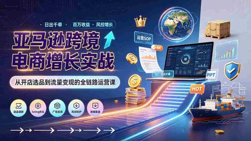 （19308期）亚马逊0-1孵化特训营8期：从注册风控到稳定日出千单实战，规避审核封店风险，标准化执行流程落地-金启创业网 - 网上赚钱方法教程大全 - www.jinqi6.top