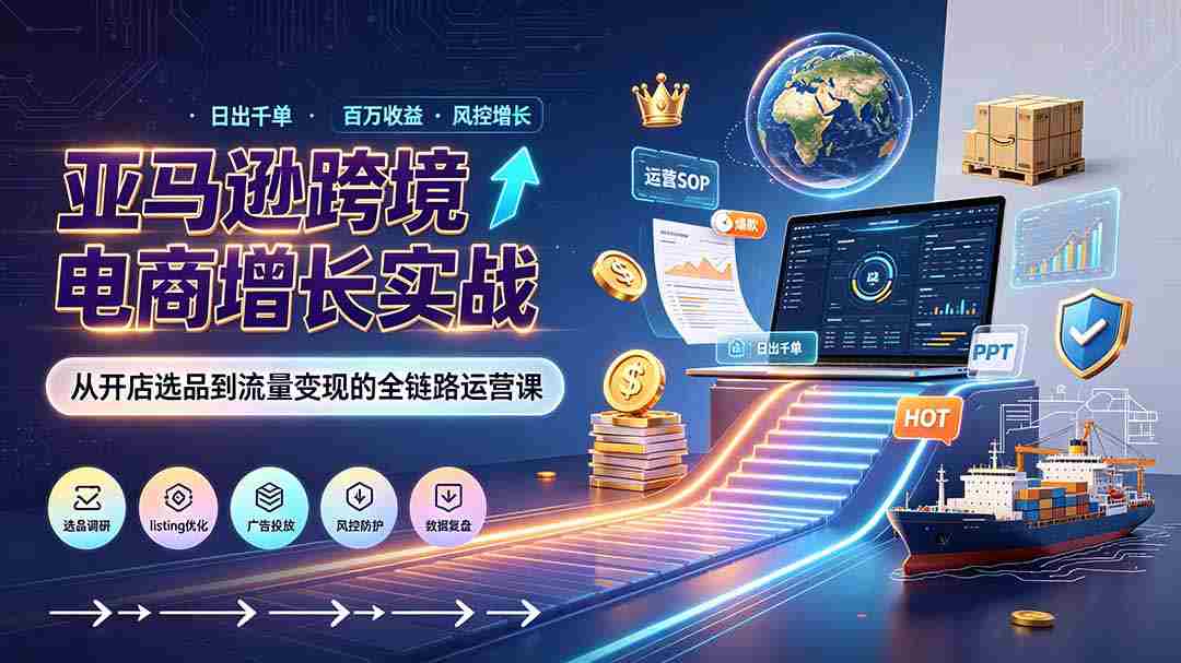 （19308期）亚马逊0-1孵化特训营8期：从注册风控到稳定日出千单实战，规避审核封店风险，标准化执行流程落地-金启创业网 - 网上赚钱方法教程大全 - www.jinqi6.top