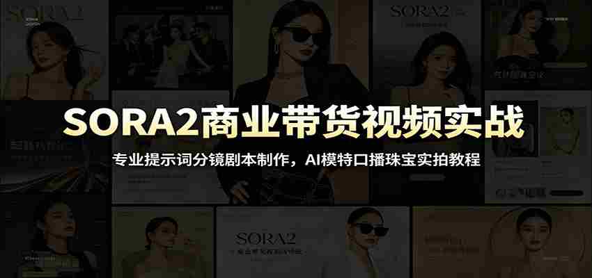 SORA2商业带货视频实战：专业提示词分镜剧本制作，AI模特口播珠宝实拍教程-金启创业网 - 网上赚钱方法教程大全 - www.jinqi6.top