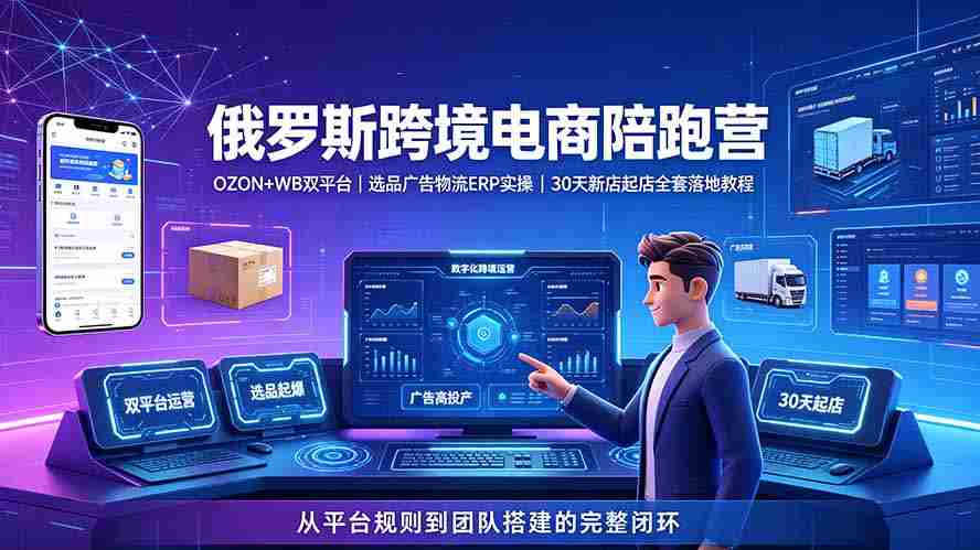 （19371期）2026俄罗斯跨境电商陪跑营：OZON+WB双平台｜选品广告物流ERP实操｜30天新店起店全套落地教程-金启创业网 - 网上赚钱方法教程大全 - www.jinqi6.top