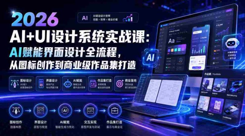2026 AI+UI设计系统实战课：AI赋能界面设计全流程，从图标创作到商业级作品集打造-金启创业网 - 网上赚钱方法教程大全 - www.jinqi6.top
