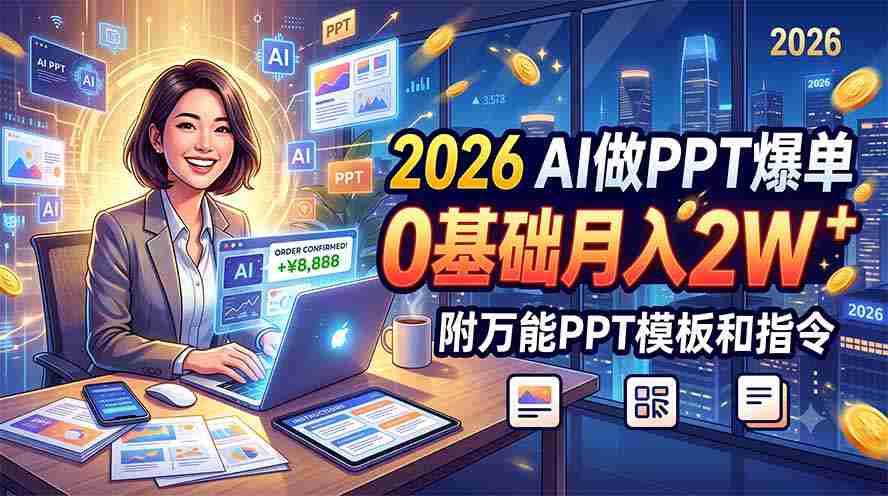 （19284期）2026 AI做PPT爆单，0基础月入2W，附万能PPT模板和指令-金启创业网 - 网上赚钱方法教程大全 - www.jinqi6.top