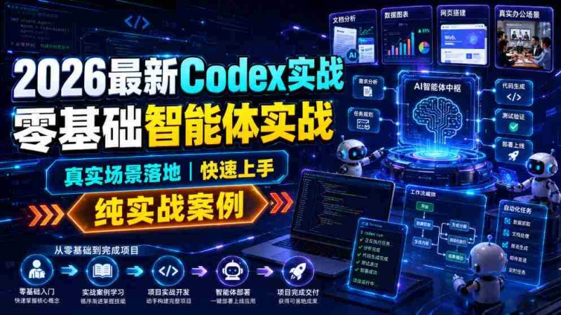 2026最新Codex实战零基础智能体实战，真实场景落地，快速上手，纯实战案例-金启创业网 - 网上赚钱方法教程大全 - www.jinqi6.top
