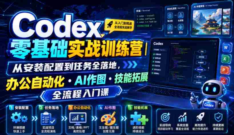 Codex零基础实战训练营｜从安装配置到任务全落地，办公自动化・AI作图・技能拓展全流程入门课-金启创业网 - 网上赚钱方法教程大全 - www.jinqi6.top