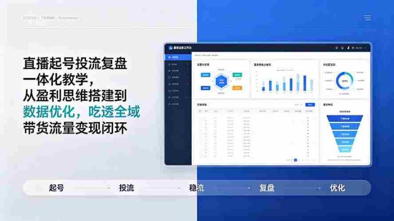 （19241期）直播起号投流复盘一体化教学，从盈利思维搭建到数据优化，吃透全域带货流量变现闭环-金启创业网 - 网上赚钱方法教程大全 - www.jinqi6.top