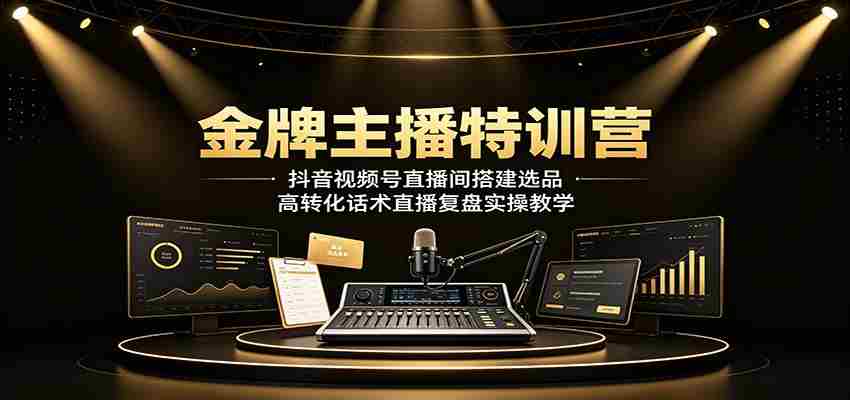 金牌主播特训营：抖音视频号直播间搭建选品，高转化话术直播复盘实操教学-金启创业网 - 网上赚钱方法教程大全 - www.jinqi6.top