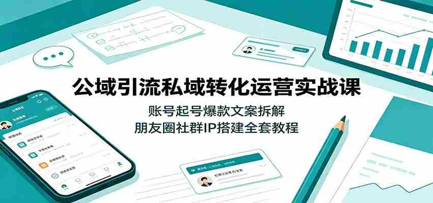 公域引流私域转化运营实战课：账号起号爆款文案拆解，朋友圈社群IP搭建全套教程-金启创业网 - 网上赚钱方法教程大全 - www.jinqi6.top