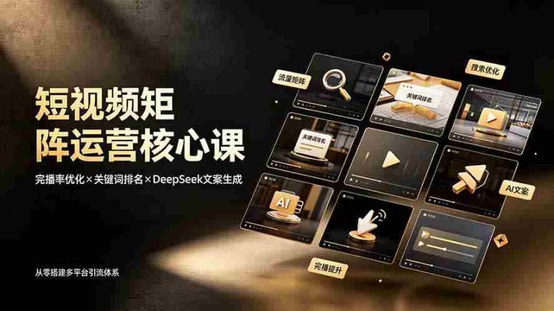 （19259期）短视频矩阵运营核心课：完播率优化×关键词排名×DeepSeek文案生成，从零搭建多平台引流体系-金启创业网 - 网上赚钱方法教程大全 - www.jinqi6.top