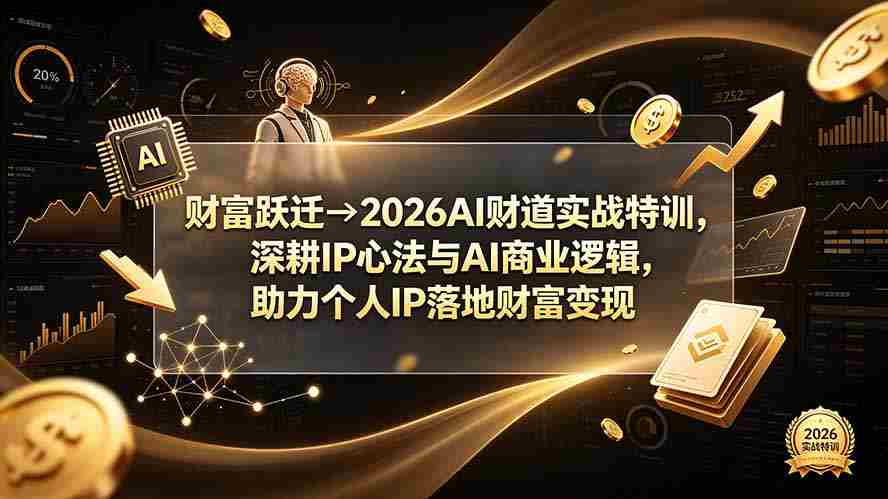 （19547期）财富跃迁→2026AI财道实战特训，深耕IP心法与AI商业逻辑，助力个人IP落地财富变现-金启创业网 - 网上赚钱方法教程大全 - www.jinqi6.top