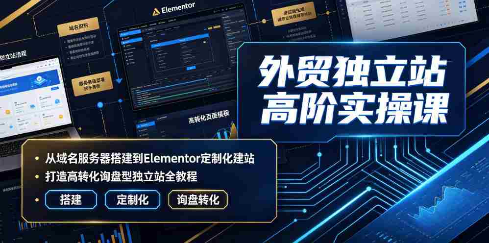 外贸独立站高阶实操课｜从域名服务器搭建到Elementor定制化建站，打造高转化询盘型独立站全教程-金启创业网 - 网上赚钱方法教程大全 - www.jinqi6.top