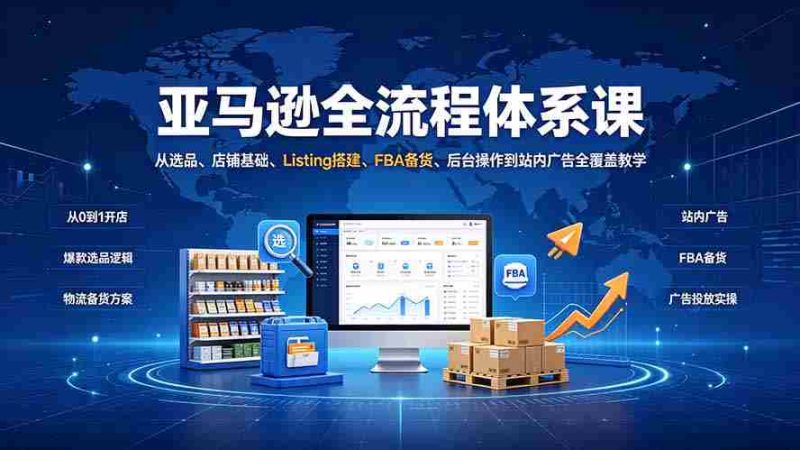 （19409期）亚马逊全流程体系课：从选品、店铺基础、Listing搭建、FBA备货、后台操作到站内广告全覆盖教学-金启创业网 - 网上赚钱方法教程大全 - www.jinqi6.top