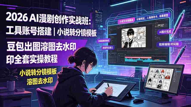 （19433期）2026AI漫剧创作实战班：工具账号搭建｜小说转分镜模板｜豆包出图溶图去水印全套实操教程-金启创业网 - 网上赚钱方法教程大全 - www.jinqi6.top