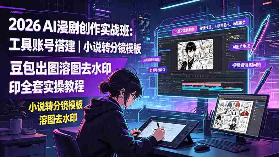 （19433期）2026AI漫剧创作实战班：工具账号搭建｜小说转分镜模板｜豆包出图溶图去水印全套实操教程-金启创业网 - 网上赚钱方法教程大全 - www.jinqi6.top