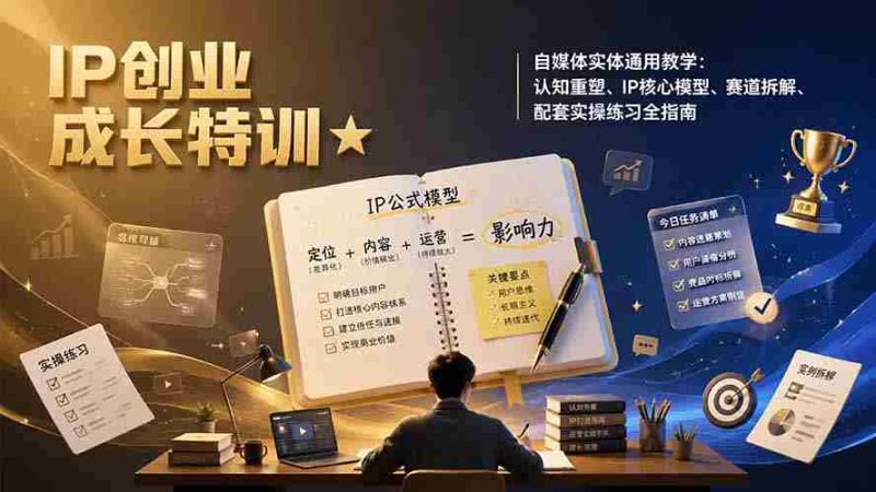 （19567期）IP创业成长特训★自媒体实体通用教学：认知重塑、IP核心模型、赛道拆解、配套实操练习全指南-金启创业网 - 网上赚钱方法教程大全 - www.jinqi6.top