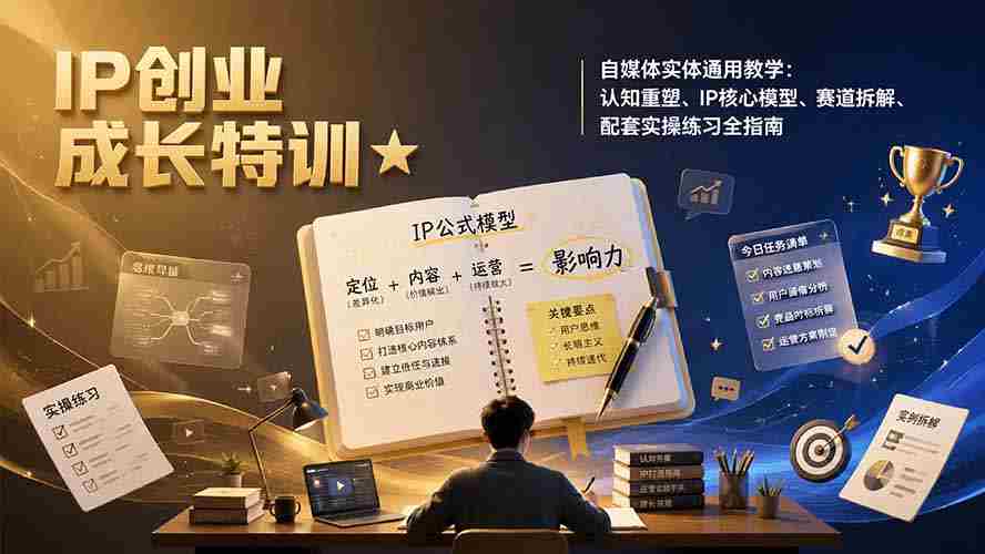 （19567期）IP创业成长特训★自媒体实体通用教学：认知重塑、IP核心模型、赛道拆解、配套实操练习全指南-金启创业网 - 网上赚钱方法教程大全 - www.jinqi6.top