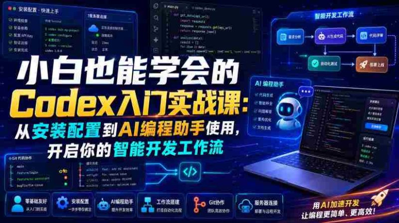 小白也能学会的Codex入门实战课：从安装配置到AI编程助手使用，开启你的智能开发工作流-金启创业网 - 网上赚钱方法教程大全 - www.jinqi6.top