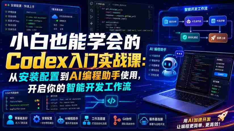 小白也能学会的Codex入门实战课：从安装配置到AI编程助手使用，开启你的智能开发工作流-金启创业网 - 网上赚钱方法教程大全 - www.jinqi6.top