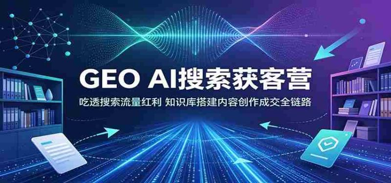 GEO AI搜索获客营：吃透搜索流量红利，知识库搭建内容创作成交全链路-金启创业网 - 网上赚钱方法教程大全 - www.jinqi6.top