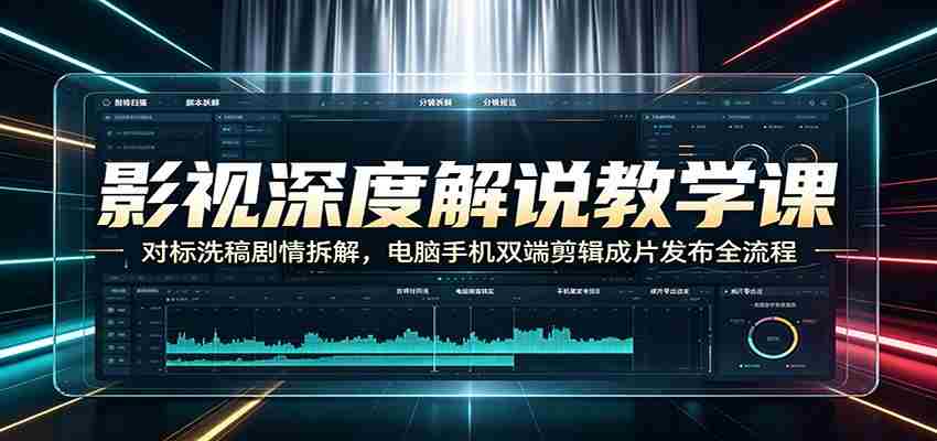 影视深度解说教学课：对标洗稿剧情拆解，电脑手机双端剪辑成片发布全流程-金启创业网 - 网上赚钱方法教程大全 - www.jinqi6.top