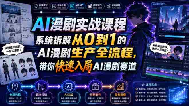 AI漫剧实战课程，系统拆解从0到1的AI漫剧生产全流程，带你快速入局AI漫剧赛道-金启创业网 - 网上赚钱方法教程大全 - www.jinqi6.top