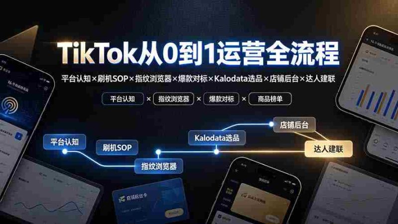 （19480期）TikTok从0到1运营全流程：平台认知×刷机SOP×指纹浏览器×爆款对标×Kalodata选品×店铺后台×达人建联-金启创业网 - 网上赚钱方法教程大全 - www.jinqi6.top