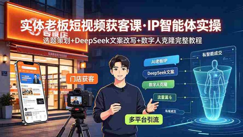 （19260期）实体老板短视频获客课·IP智能体实操｜选题策划+DeepSeek文案改写+数字人克隆完整教程-金启创业网 - 网上赚钱方法教程大全 - www.jinqi6.top