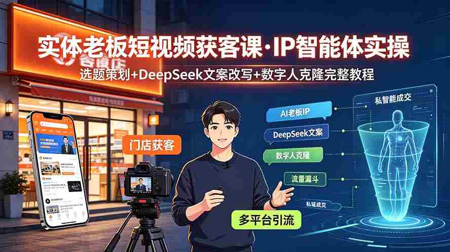 （19260期）实体老板短视频获客课·IP智能体实操｜选题策划+DeepSeek文案改写+数字人克隆完整教程-金启创业网 - 网上赚钱方法教程大全 - www.jinqi6.top